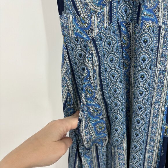 Anthropologie‎ Maeve Eclipsed Midi Dress Stripe Paisley Mixed Print Blue Size 2 - Picture 5 of 10